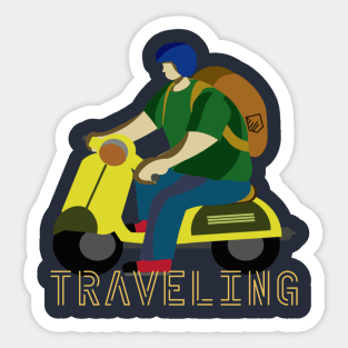 Travelling Scooter Man Sticker